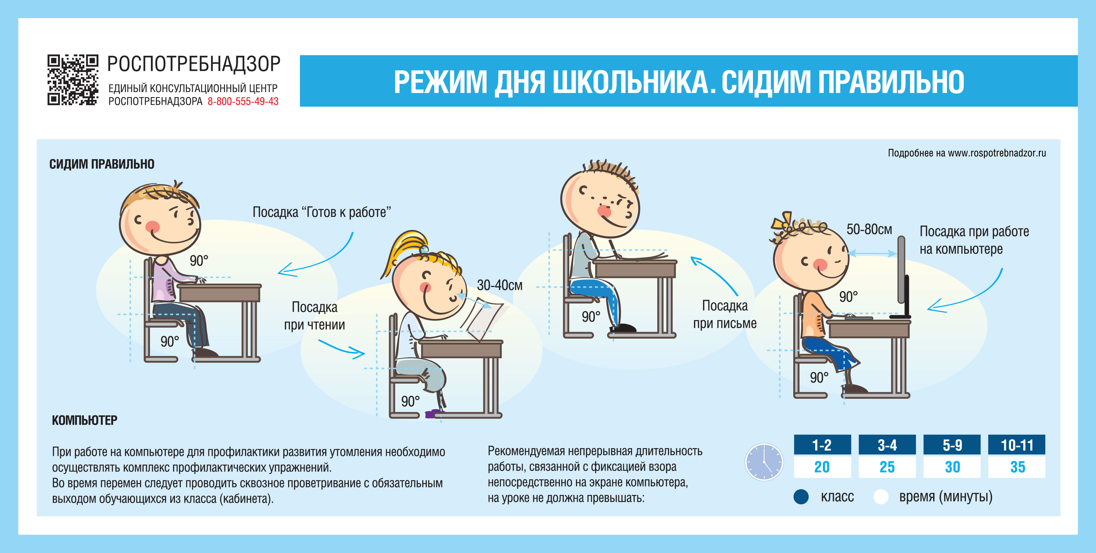 О рекомендациях по организации режима дня для школьников